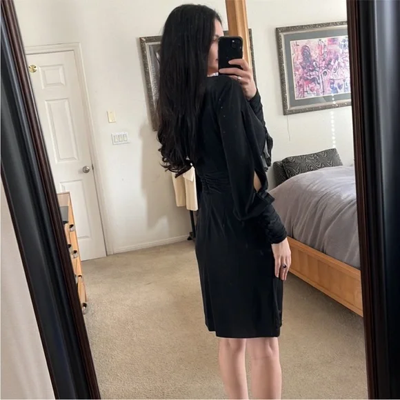 Faviana Glamour Black dress size 2 long sleeve - Picture 7 of 10